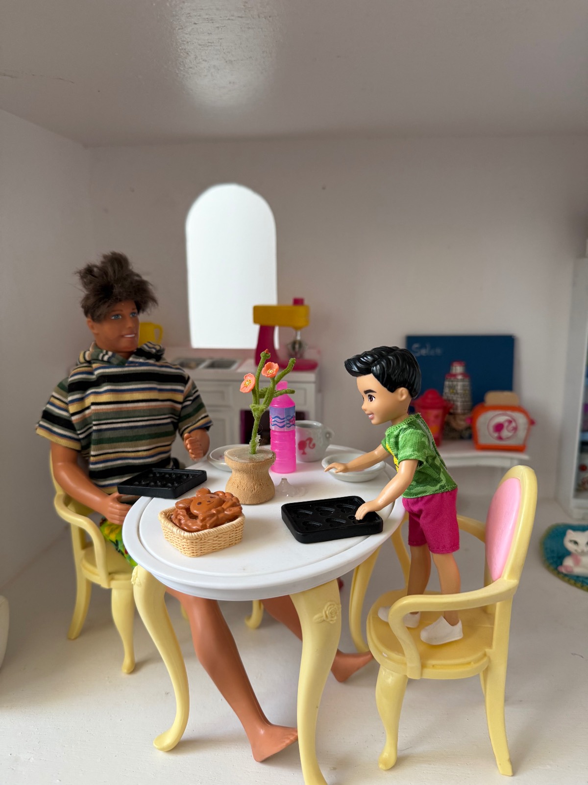 Handmade Wooden Barbie Dollhouse, Fully Furnished with Dolls and Vehicles