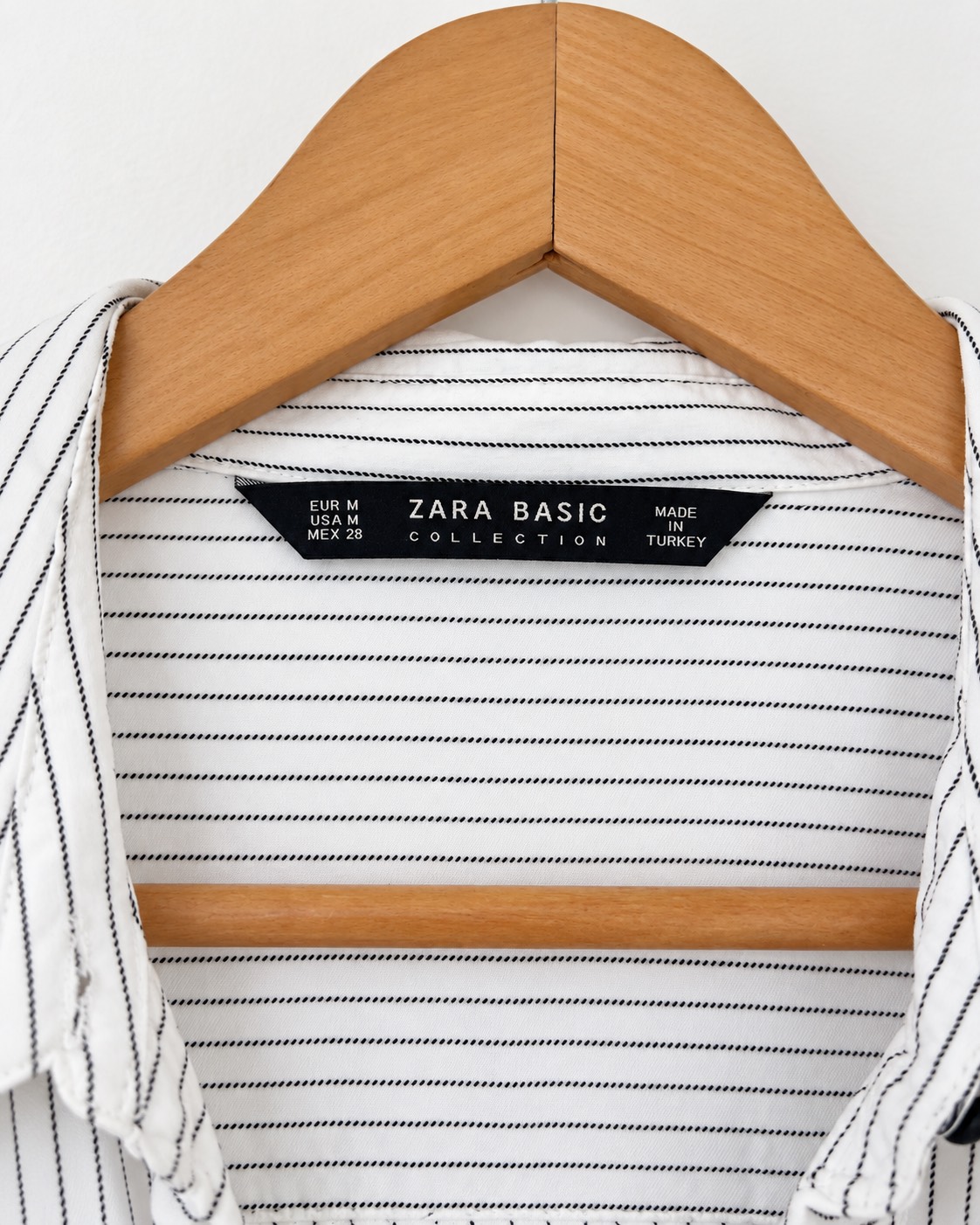 Zara Basic white pinstripe shirt dress, size M