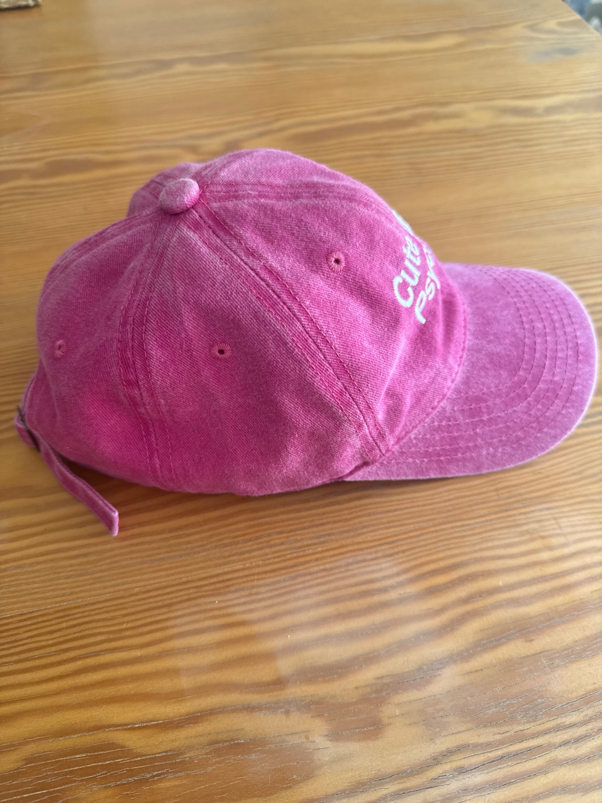 Pink Washed Cotton Baseball Cap - Cute But Psycho Embroidery